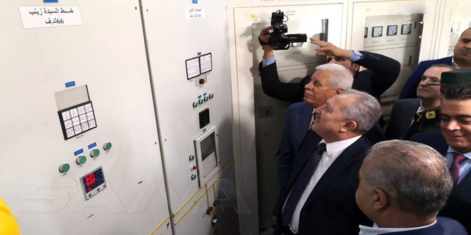 به مناسبت روز جهانی کارگر، مهندس عرنوس ایستگاه برق یلدا در حومه دمشق را افتتاح کرد